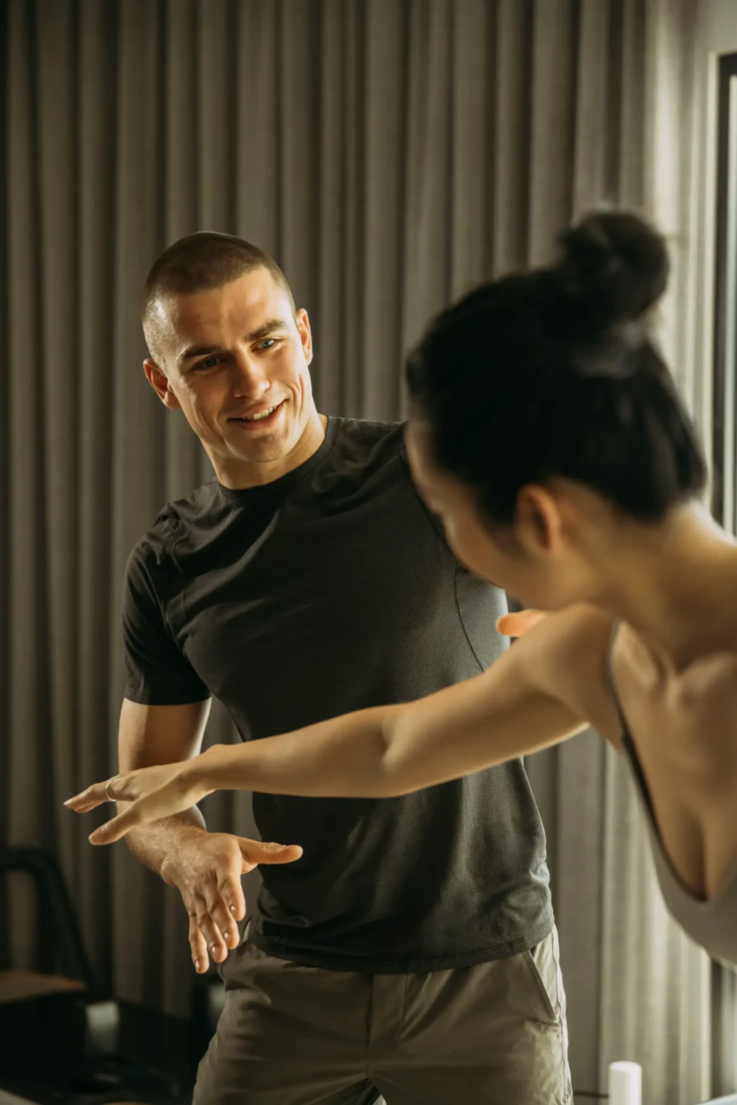 Person assisting balance position