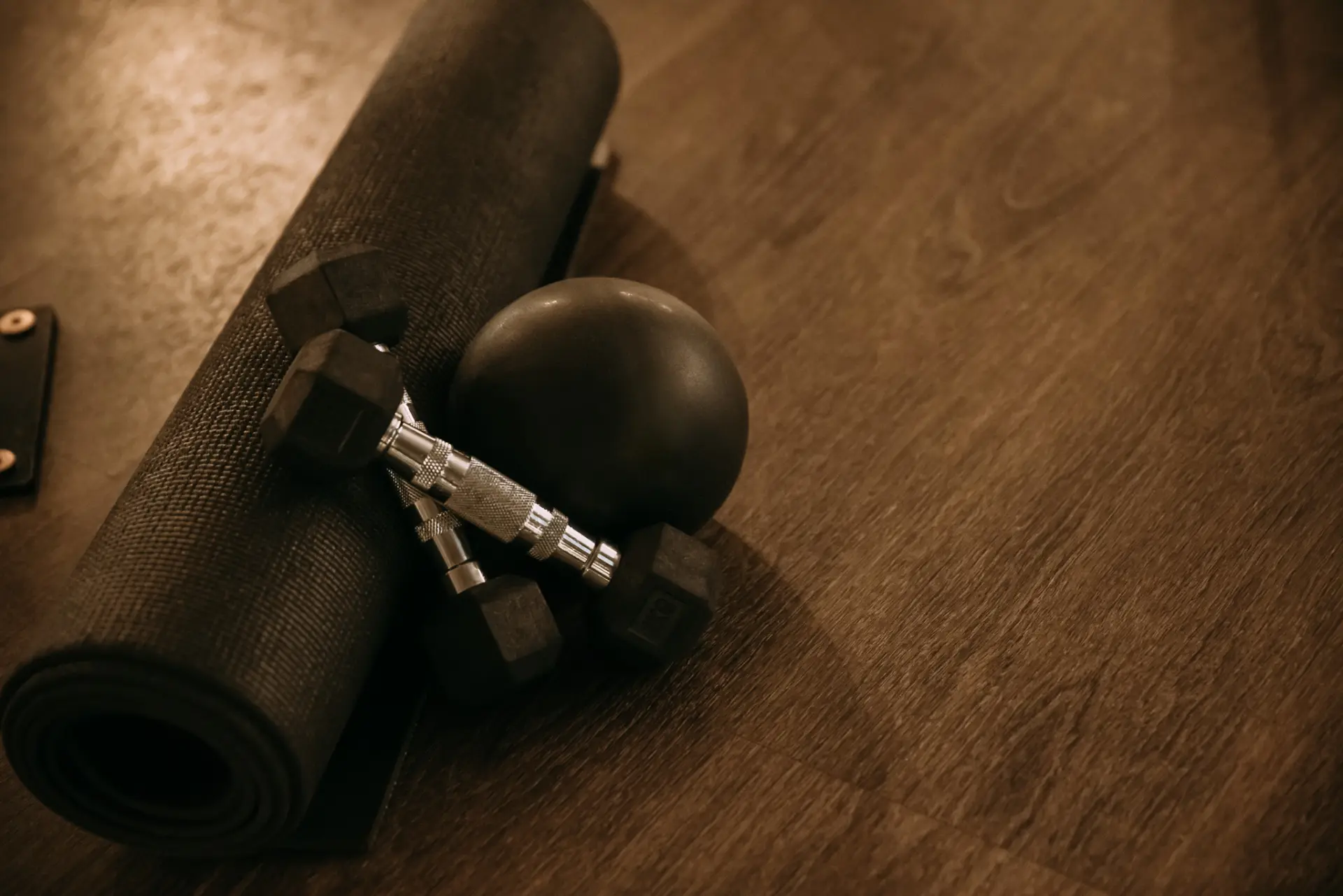 Yoga mat and weights