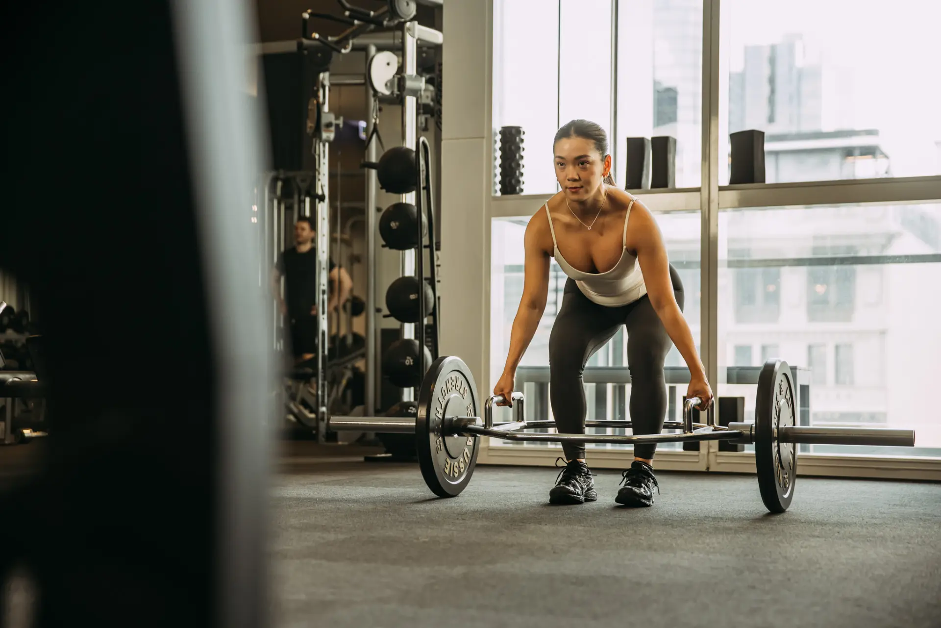Person in position to lift weights